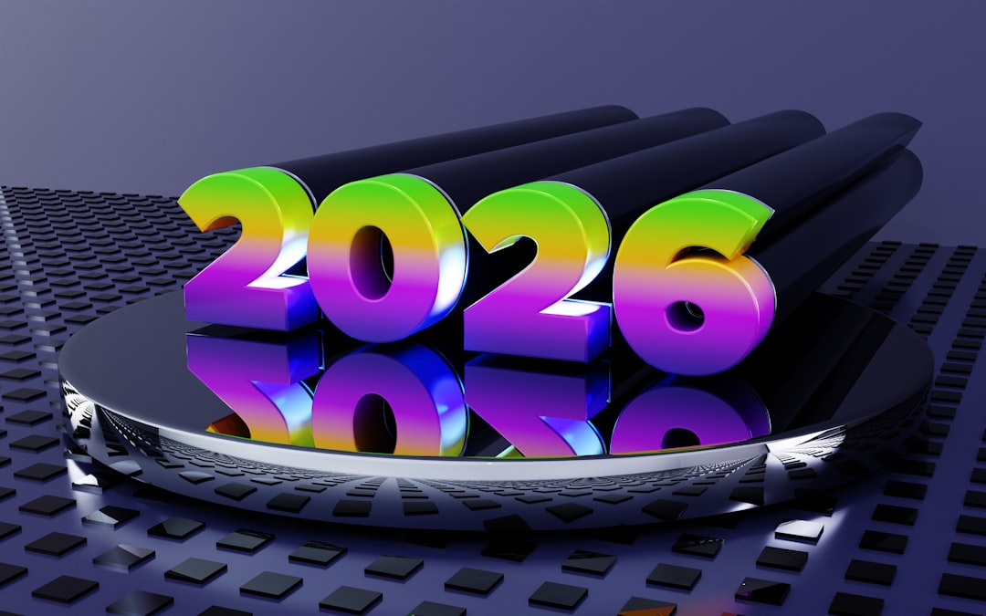The year 2026 in colorful 3D numbers