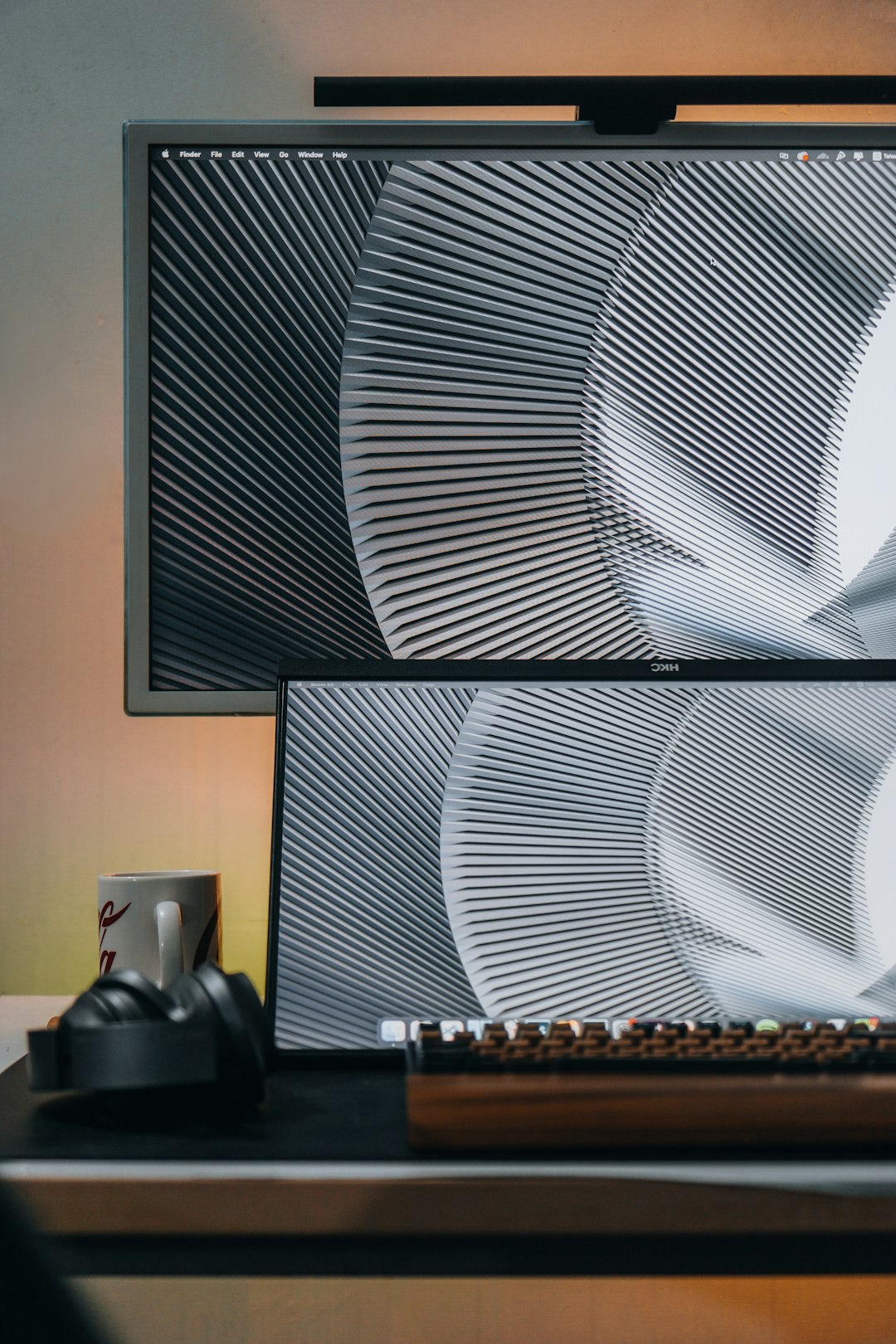 a computer monitor and keyboard