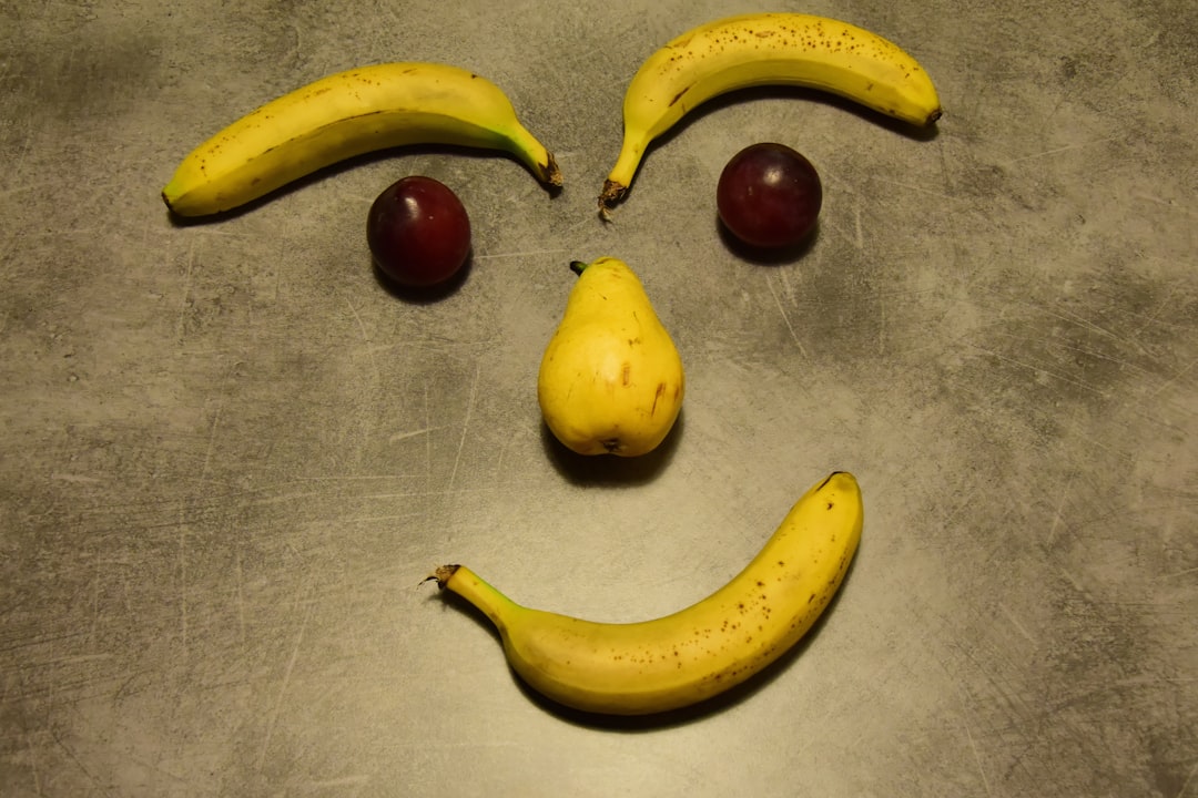 Fruit arranged to look like a smiley face
