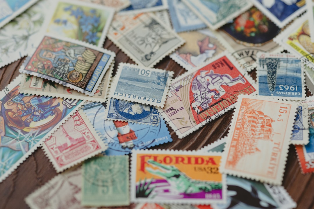 A collection of vintage postage stamps from various countries.