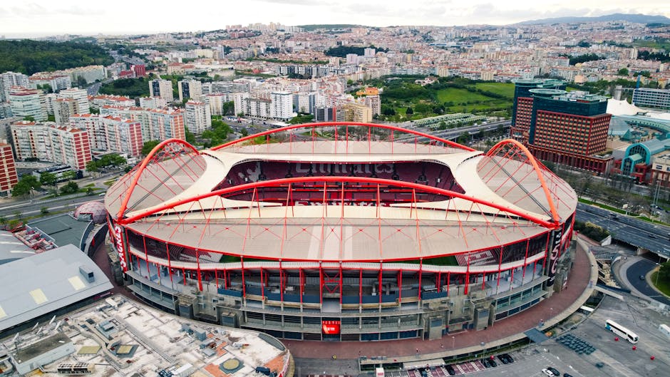 Visualização futurista de um estádio