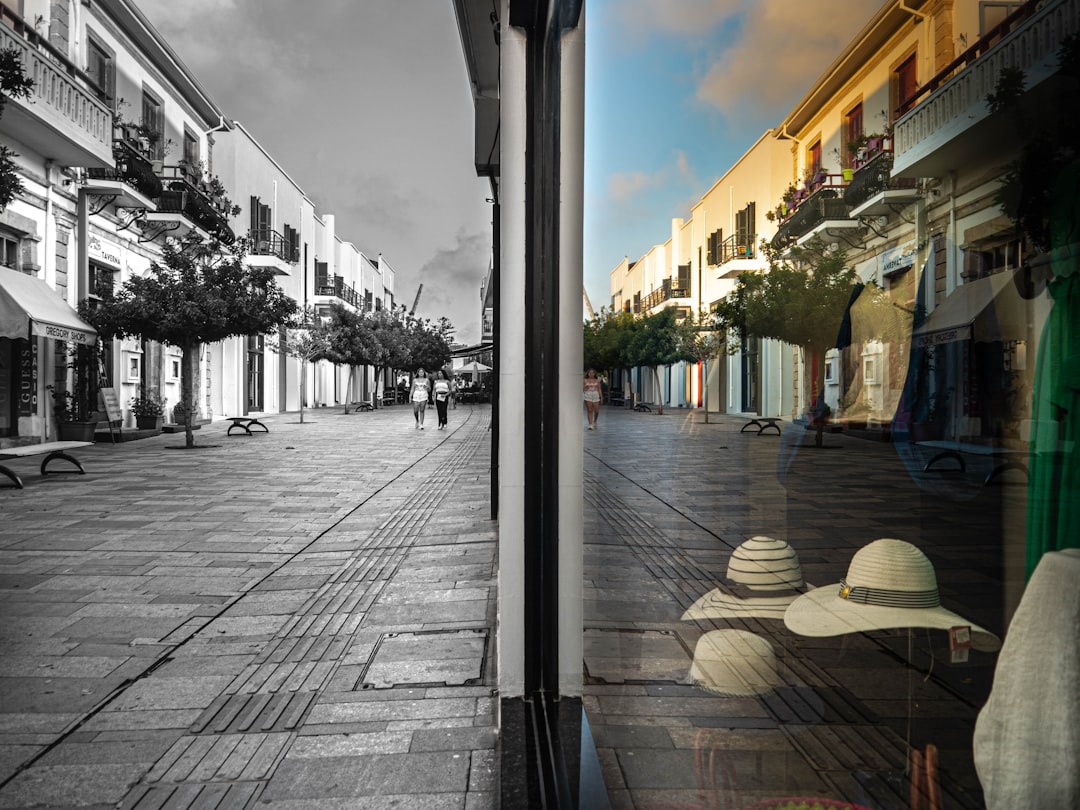 a street with buildings and trees