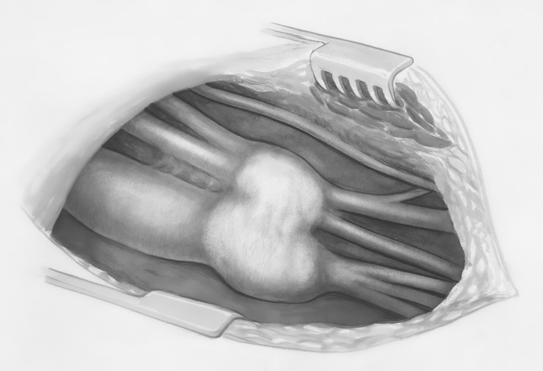 Aneurysm on a blood vessel with surrounding nerves