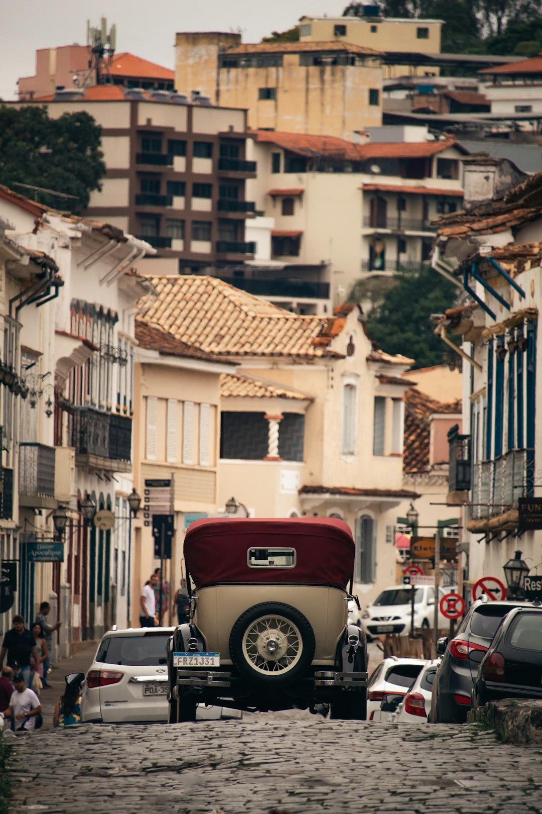 A car parked on the side of a road