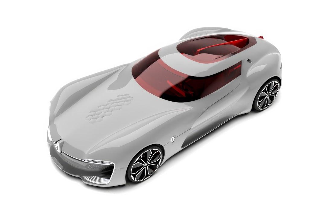 A white and red car on a white background