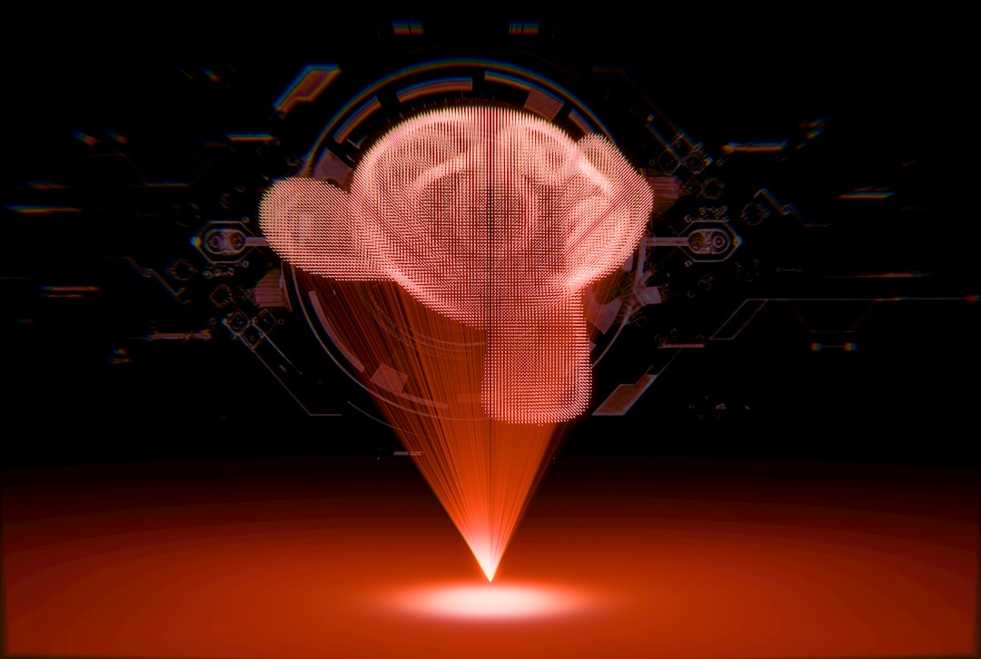 A holographic object projected onto a surface.