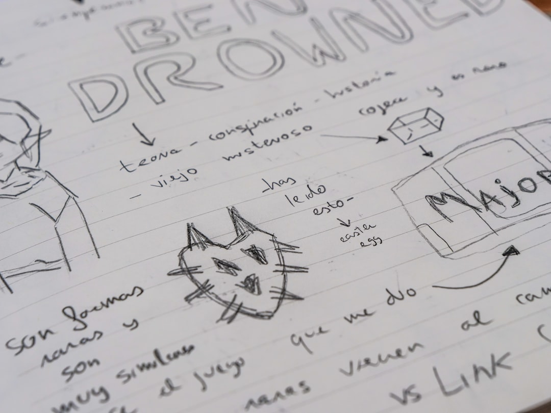 Hand drawn sketches and notes on lined paper.