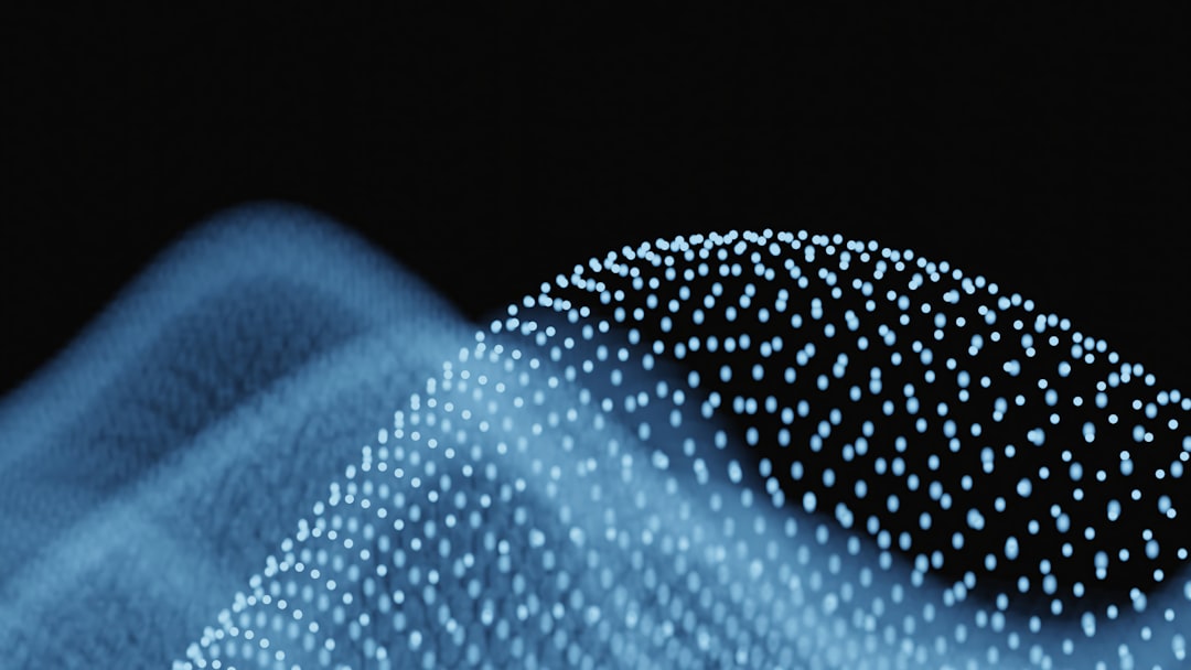 Abstract blue waves of glowing particles