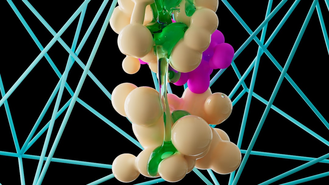 Abstract molecular structure with blue lines